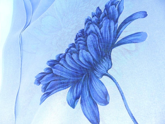 Beautiful blue on blue large square vintage scarf… - image 2