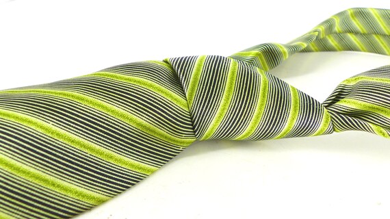 Buttery soft diagonal striped green & black silk … - image 6