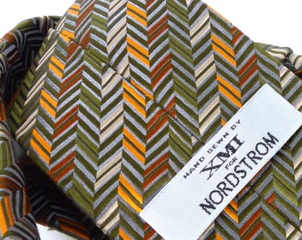 Tall size XMI for Nordstrom thick, extra long woven silk necktie. Go with everything, olive, tangerine, money green, rust & champagne.