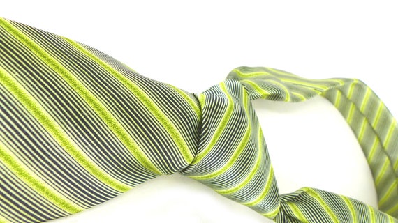 Buttery soft diagonal striped green & black silk … - image 7