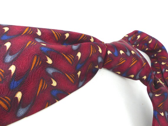 Burgundy thumbprint silk necktie by Robert Talbot… - image 10