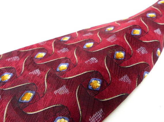 Burgundy thumbprint silk necktie by Robert Talbot… - image 5