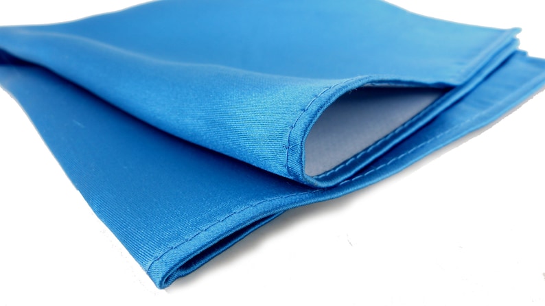one sided design Gift packaged Deep teal solid color shiny pocket square Silk feel fabric