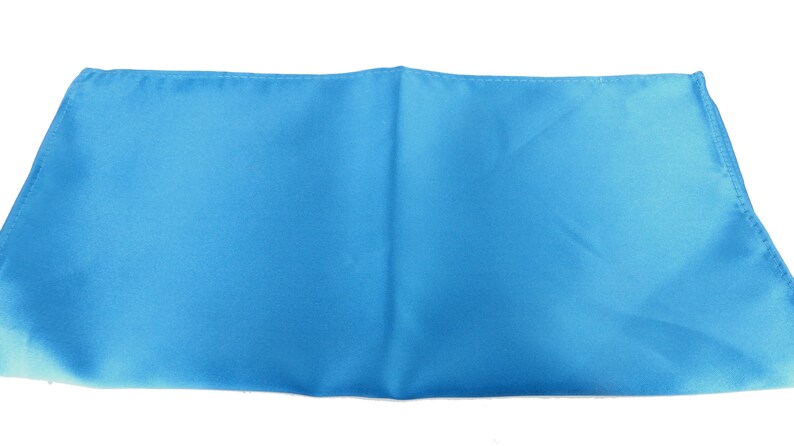 one sided design Gift packaged Deep teal solid color shiny pocket square Silk feel fabric