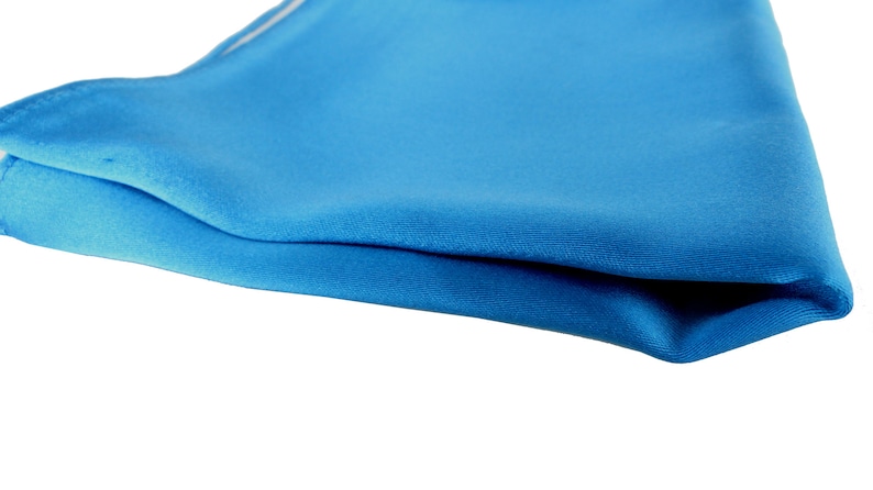 one sided design Gift packaged Deep teal solid color shiny pocket square Silk feel fabric