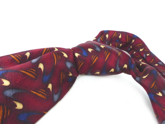 Burgundy thumbprint silk necktie by Robert Talbot… - image 1