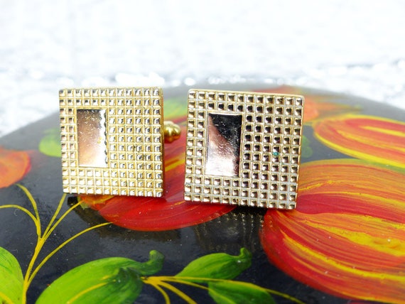 Classic vintage Speidel gold set of cuff links wi… - image 4