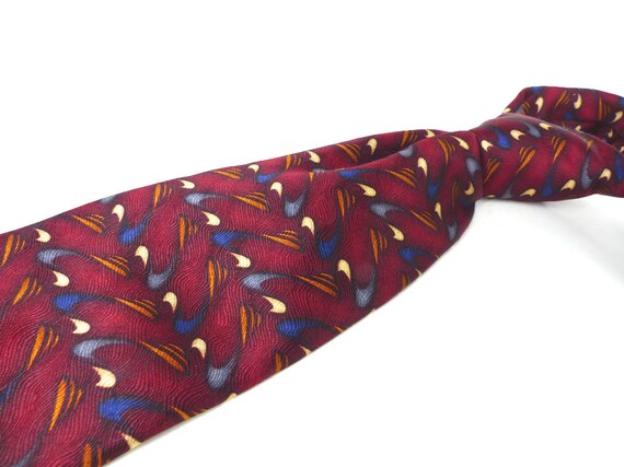 Burgundy thumbprint silk necktie by Robert Talbot… - image 9