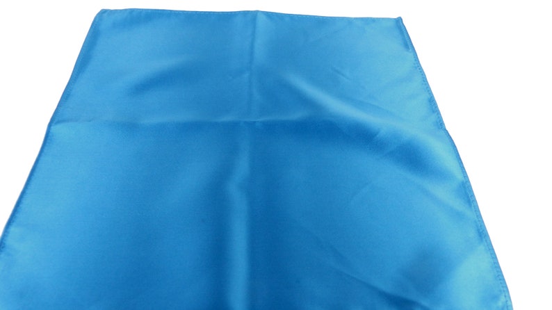 one sided design Gift packaged Deep teal solid color shiny pocket square Silk feel fabric