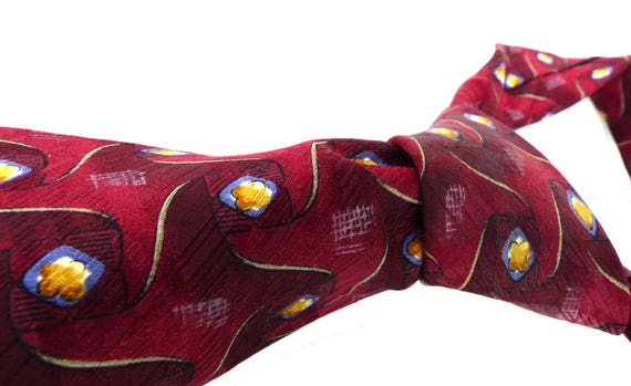 Burgundy thumbprint silk necktie by Robert Talbot… - image 2