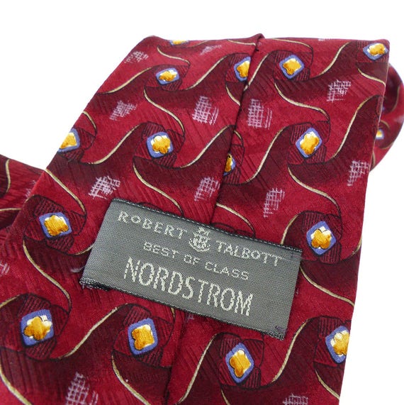 Burgundy thumbprint silk necktie by Robert Talbot… - image 3