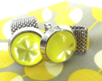 Lemon drops! Silver metal mesh wrap set of cufflinks. Authentic Old school classic. His or Hers. Great addition to your cufflink collection.