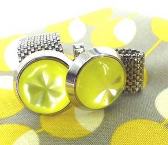 Lemon drops! Silver metal mesh wrap set of cuffli… - image 1