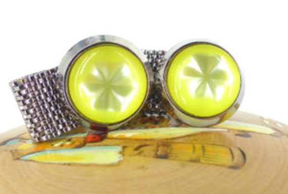 Lemon drops! Silver metal mesh wrap set of cuffli… - image 3