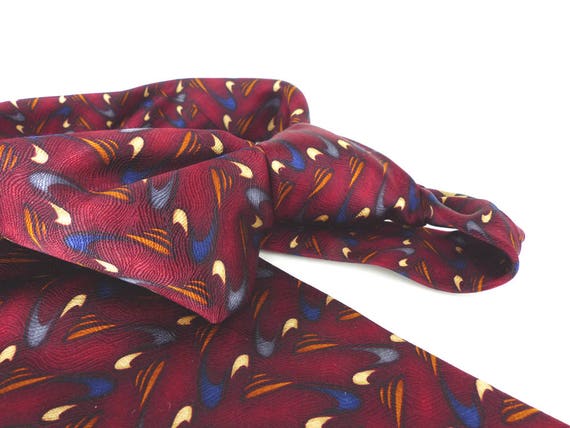 Burgundy thumbprint silk necktie by Robert Talbot… - image 7