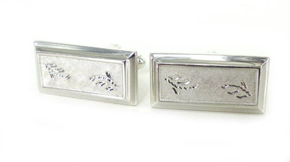 Beautiful pair of wedding cufflinks, cross hatch … - image 2