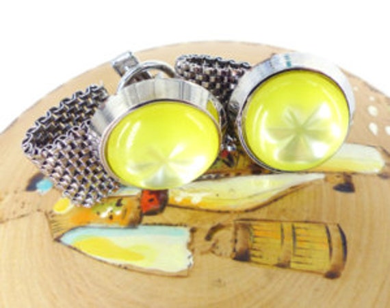 Lemon drops! Silver metal mesh wrap set of cuffli… - image 6