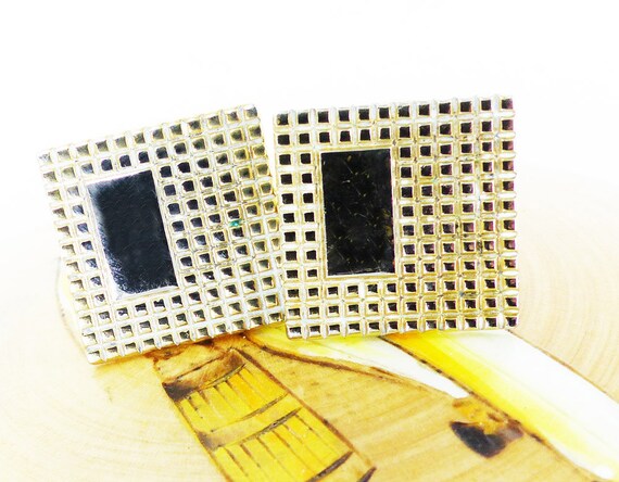 Classic vintage Speidel gold set of cuff links wi… - image 2