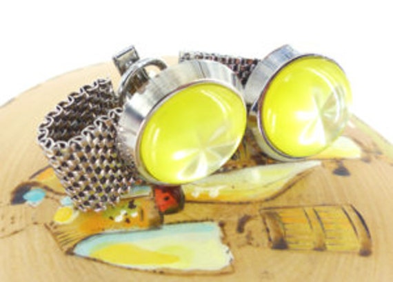 Lemon drops! Silver metal mesh wrap set of cuffli… - image 4