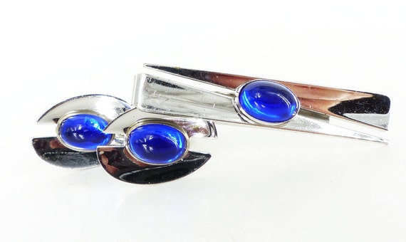 Cufflinks and matching tie bar Collector set vint… - image 4