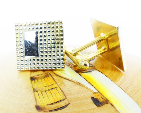 Classic vintage Speidel gold set of cuff links wi… - image 3