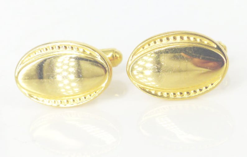 Free gift packaging Gatsby wedding perfection Vintage Edwardian inspired design set of oval cufflinks in a brillant gold finish