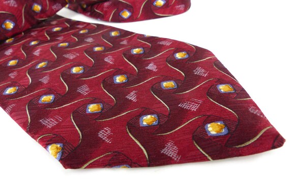 Burgundy thumbprint silk necktie by Robert Talbot… - image 6