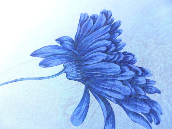 Beautiful blue on blue large square vintage scarf… - image 7