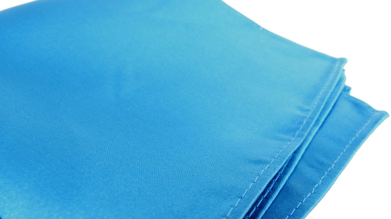one sided design Gift packaged Deep teal solid color shiny pocket square Silk feel fabric