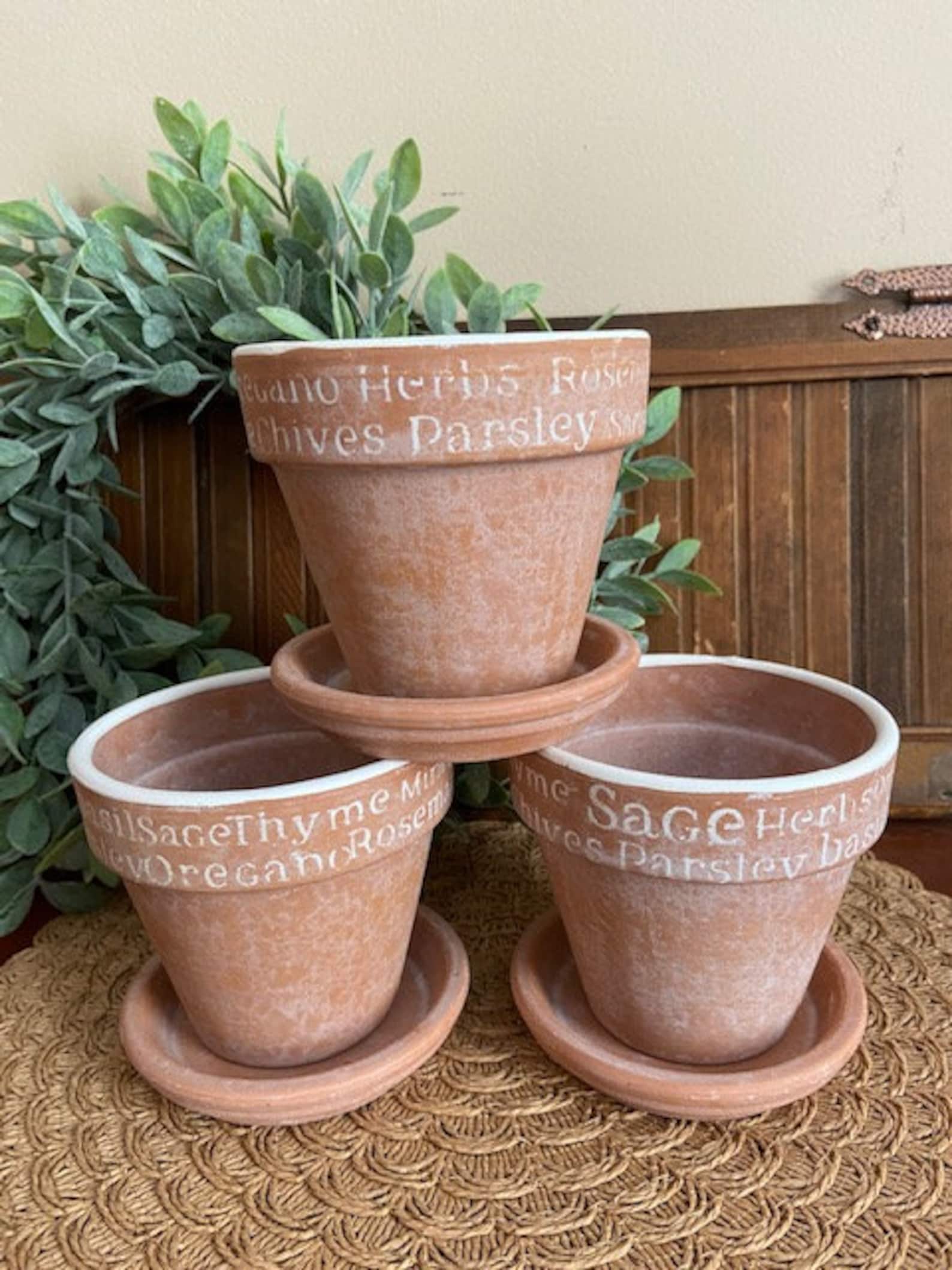 Herb Terracotta Pots Herb Planters Etsy