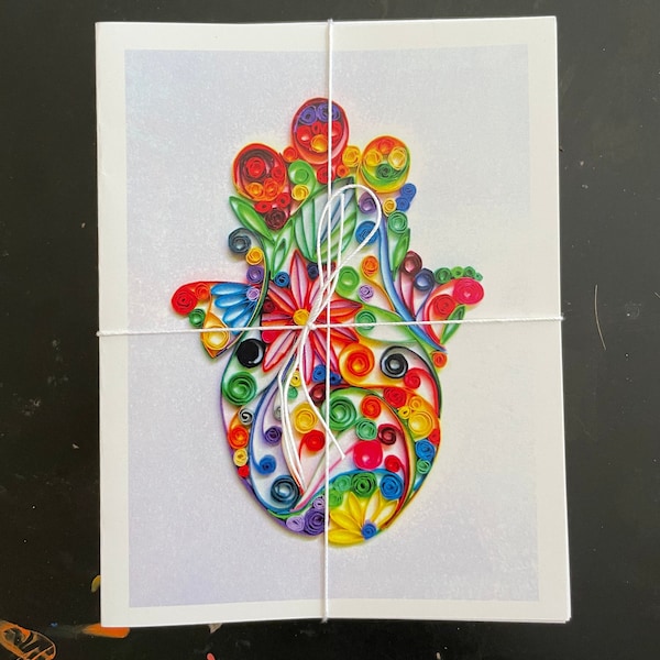 Hamsa Greeting Cards / Floral / Judaica / Card & Envelope Packs with Twine (Set of 10)