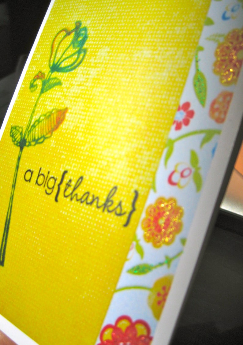 Thank You Cards / A Big Thanks / Rose & Glitter Design set of Etsy