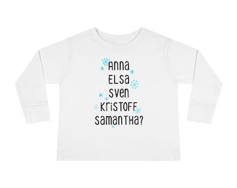 Frozen Toddler Long Sleeve Tee | Anna Elsa Olaf Samantha | Snowflakes Shirt | Kids Clothing | Winter Apparel
