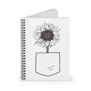 Pocket Sunflower Notebook | Pen and Ink | Spiral Notebook