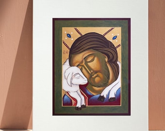 Jesus the Good Shepherd: Giclee Print, Catholic Christian art, 8x10 inches