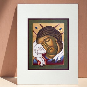Jesus the Good Shepherd: Giclee Print, Catholic Christian art, 8x10 inches
