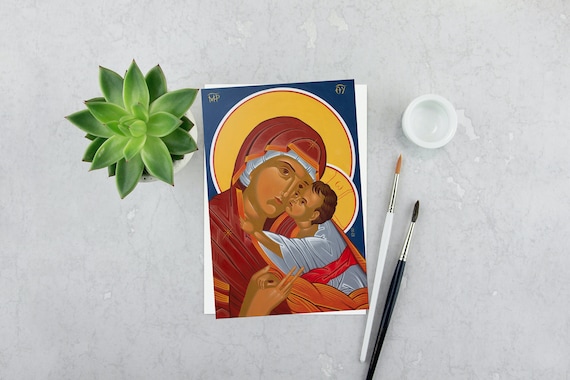 Madonna and Child Icon: Giclee Print, Catholic Christian art, 6x9, 12x18