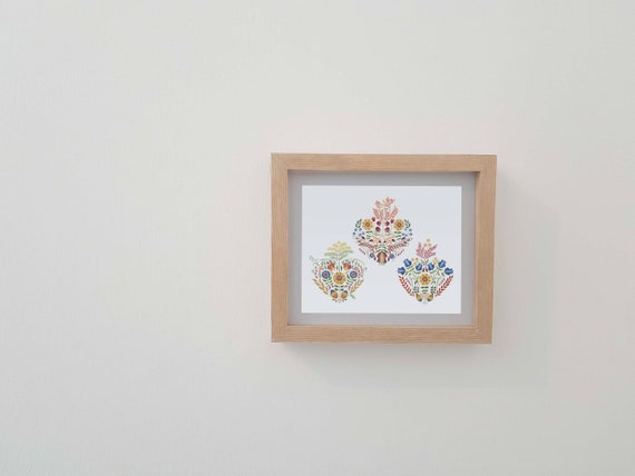 Folk Art Holy Family Hearts -Staggered- Giclee Print