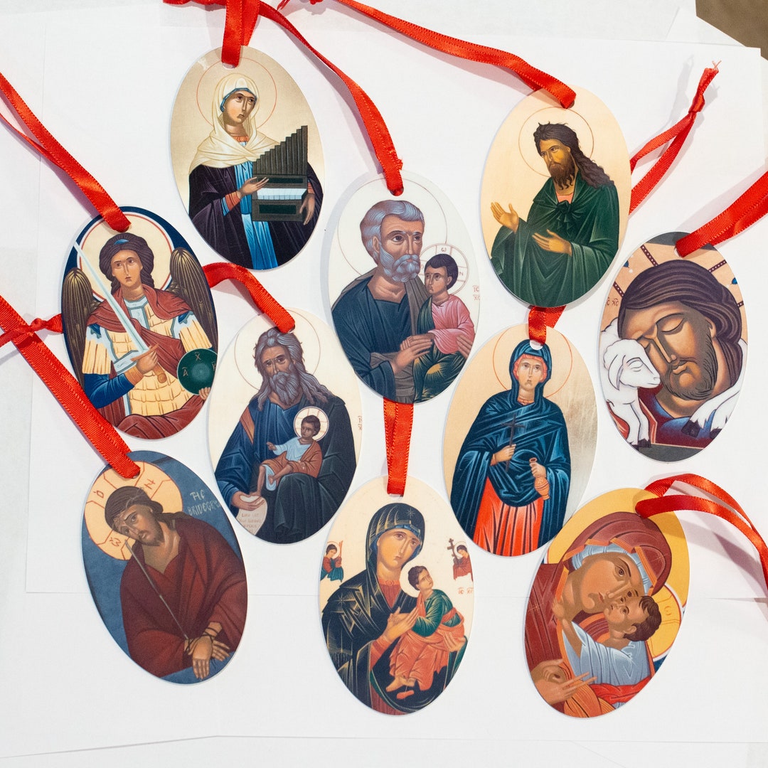 Set of 10 Icon Christmas Ornaments, Catholic Christian Advent ...