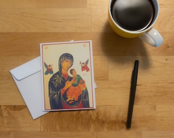 Our Lady of Perpetual Help Greeting Card, Catholic Sacrament, Occassion Note Card