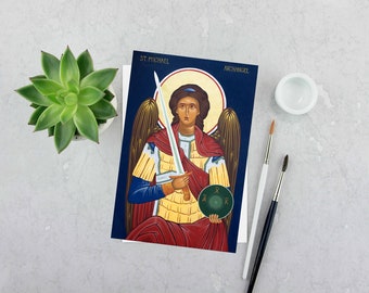 St. Michael the Archangel Icon: Giclee Print, Catholic Christian art, 8x10 inches, 5x7 Inches.