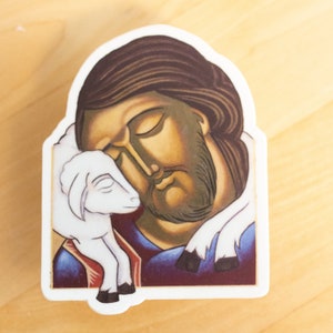 Good Shepherd Icon 3-inch vinyl sticker, Catholic print, Jesus Christ, First Holy Communion Gift