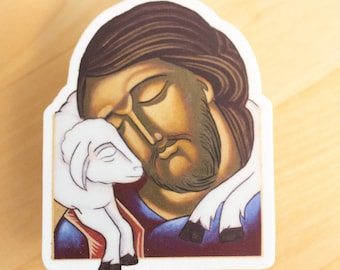 Good Shepherd Icon 3-inch vinyl sticker, Catholic print, Jesus Christ, First Holy Communion Gift