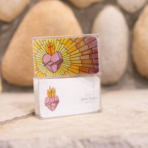 Set van 50 minibriefjes – Heilig Hart van glas in lood – briefkaarten, cadeaukaartjes, wenskaarten, religieuze geloften of avondmaalscadeau