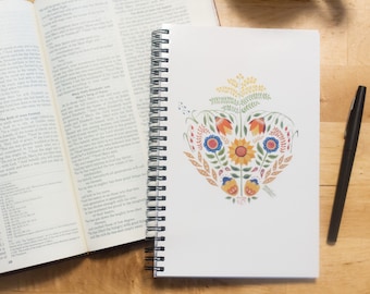 Folk Art Immaculate Heart of Mary Notebook--Prayer Journal, Lined Notebook, 5.5" x 8.5"