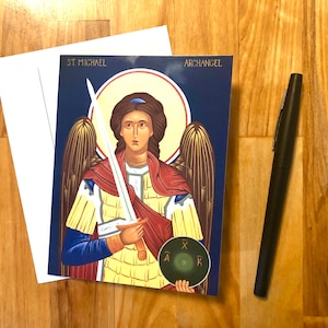 Tarjeta de felicitación de San Miguel Arcángel, sacramento católico, tarjeta de nota para ocasiones especiales