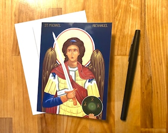 Saint Michael the Archangel Greeting Card, Catholic Sacrament, Occassion Note Card
