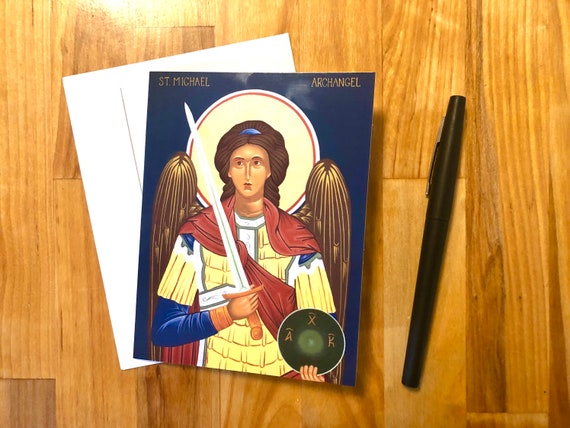 Saint Michael the Archangel Greeting Card, Catholic Sacrament, Occassion Note Card