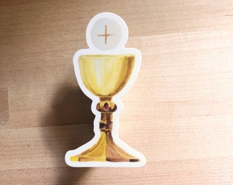 Host and Chalice 3-inch vinyl sticker, watercolor Catholic print, Eucharist, First Holy Communion Gift