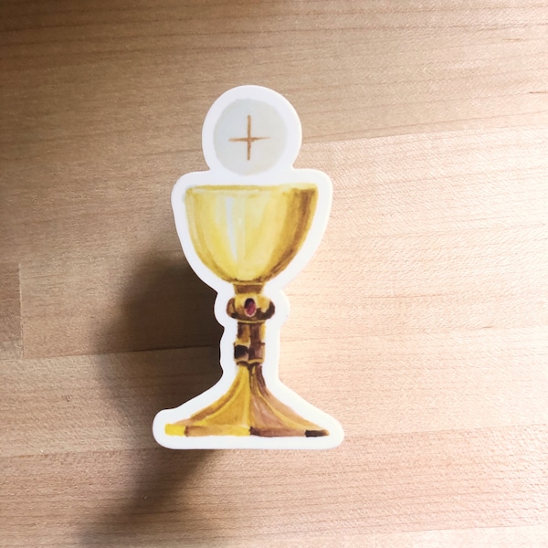 Host and Chalice 3-inch vinyl sticker, watercolor Catholic print, Eucharist, First Holy Communion Gift